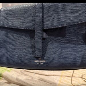 Like NEW kate spade Org $365 Navy Textured Leather Shoulder Bag